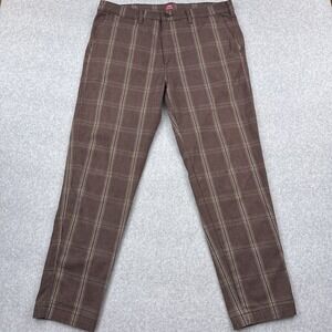 Levi's XX Chino Pants Mens 38x32 FITS 38x30 Brown Windowpane Plaid Taper Golf